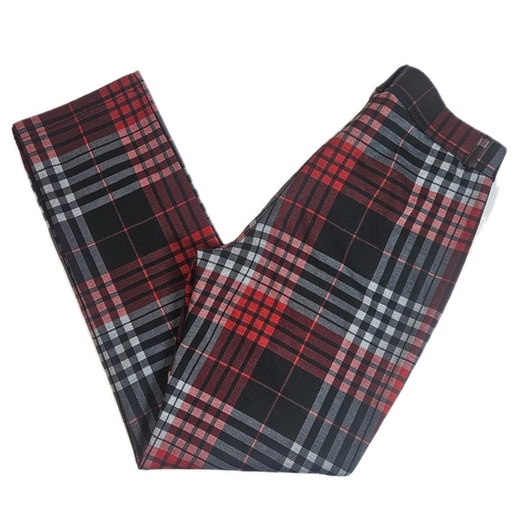 Sanctuary Pants Womens‎ Medium Red Black Plaid Tartan Style Stretch Skinny Ponte - Picture 2 of 6